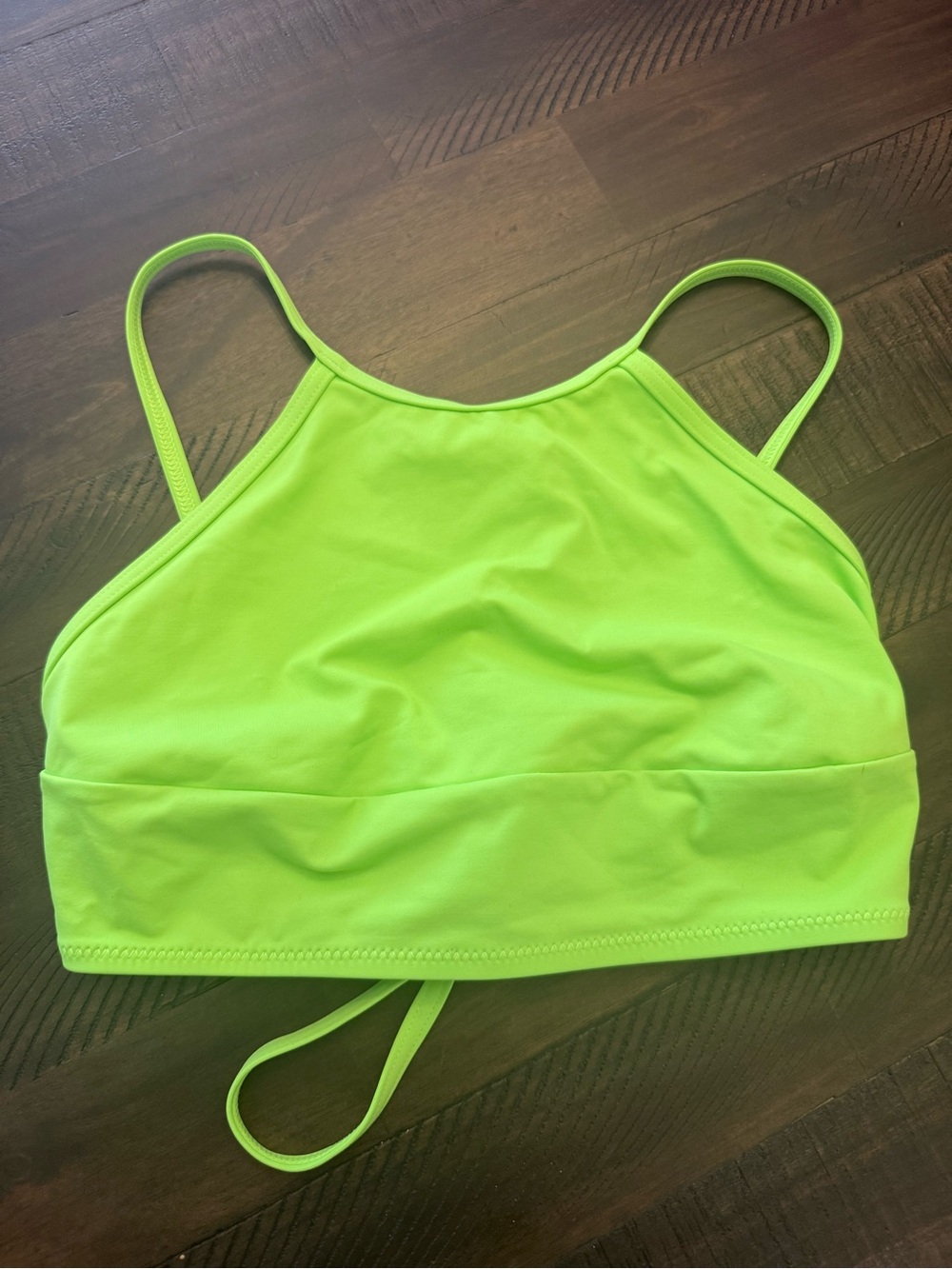 SKIMS Neon Lime One-Piece high neck halter Swim Top